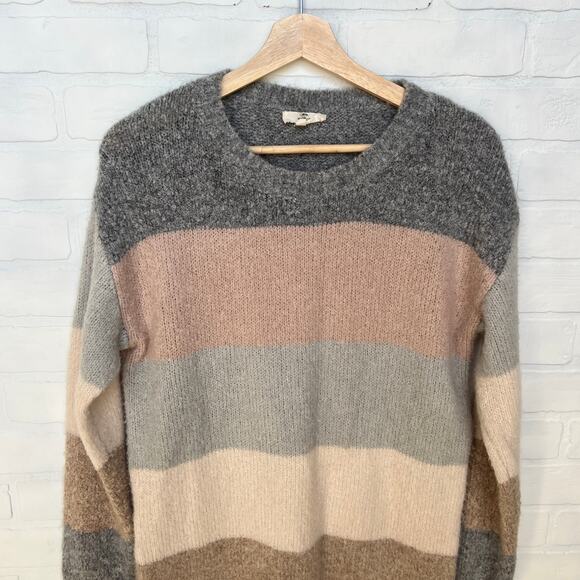 entro Women's Soft Cozy Knit Pink and Grey Striped Sweater Tunic/Dress-sz S - Picture 2 of 6